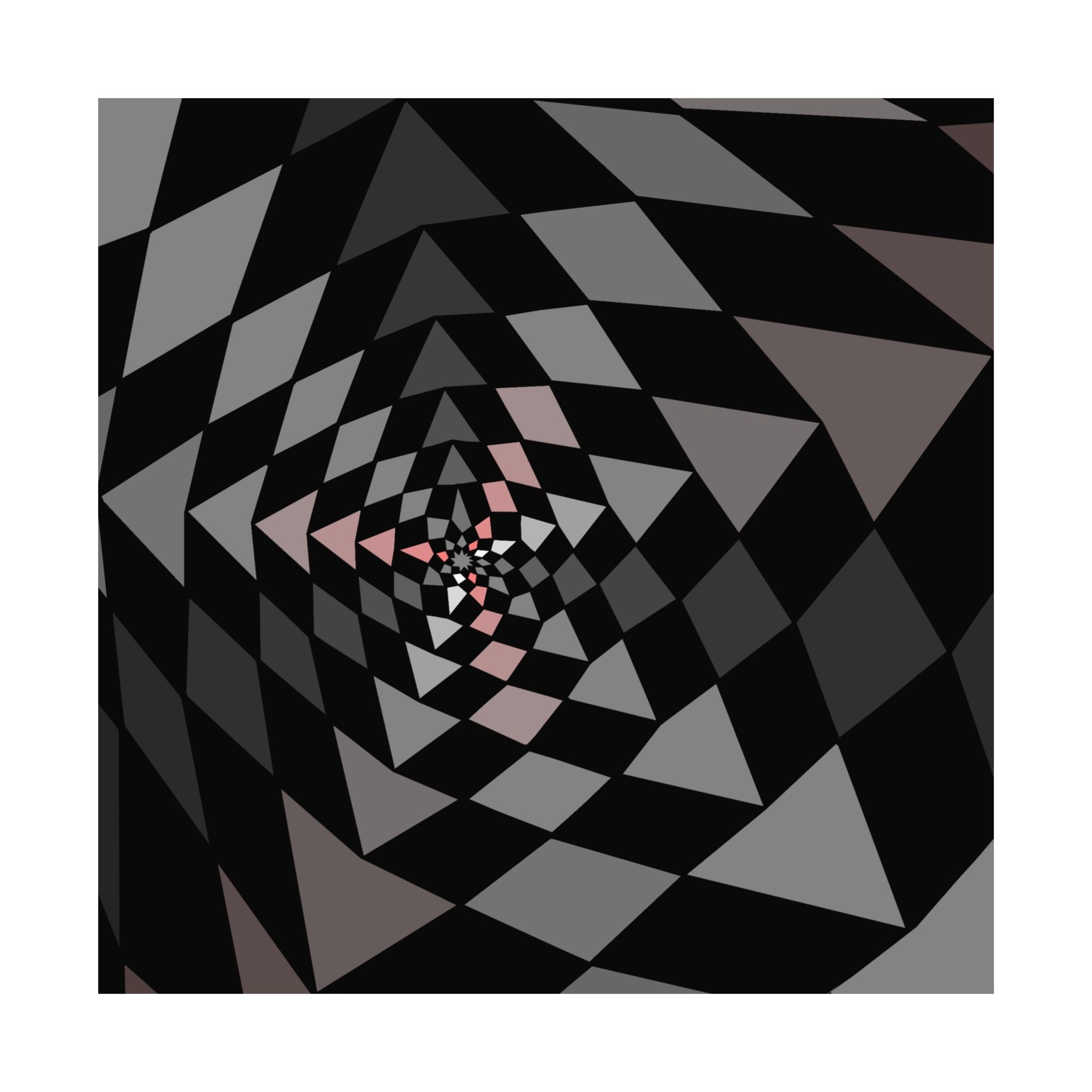 Geometric Spiral Matte Poster - Black & Gray Optical Art Print