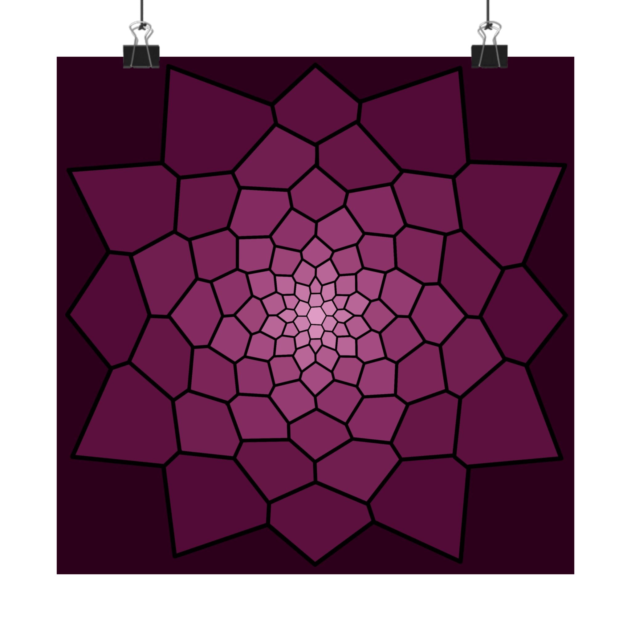 Geometric Spiral Art Poster — Purple Mandala Wall Print 10″ x 10″ Matte