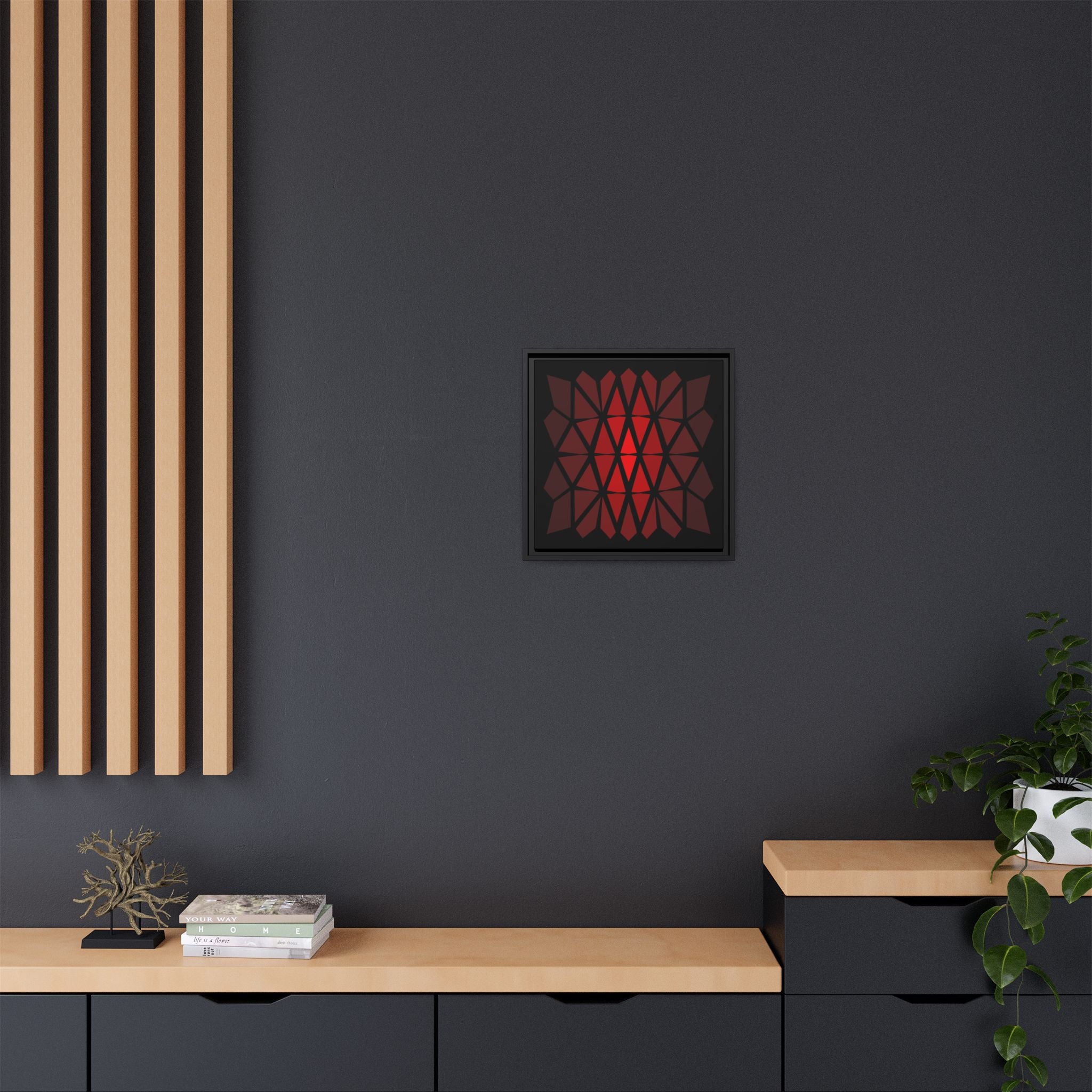 Geometric Red Mosaic Framed Canvas