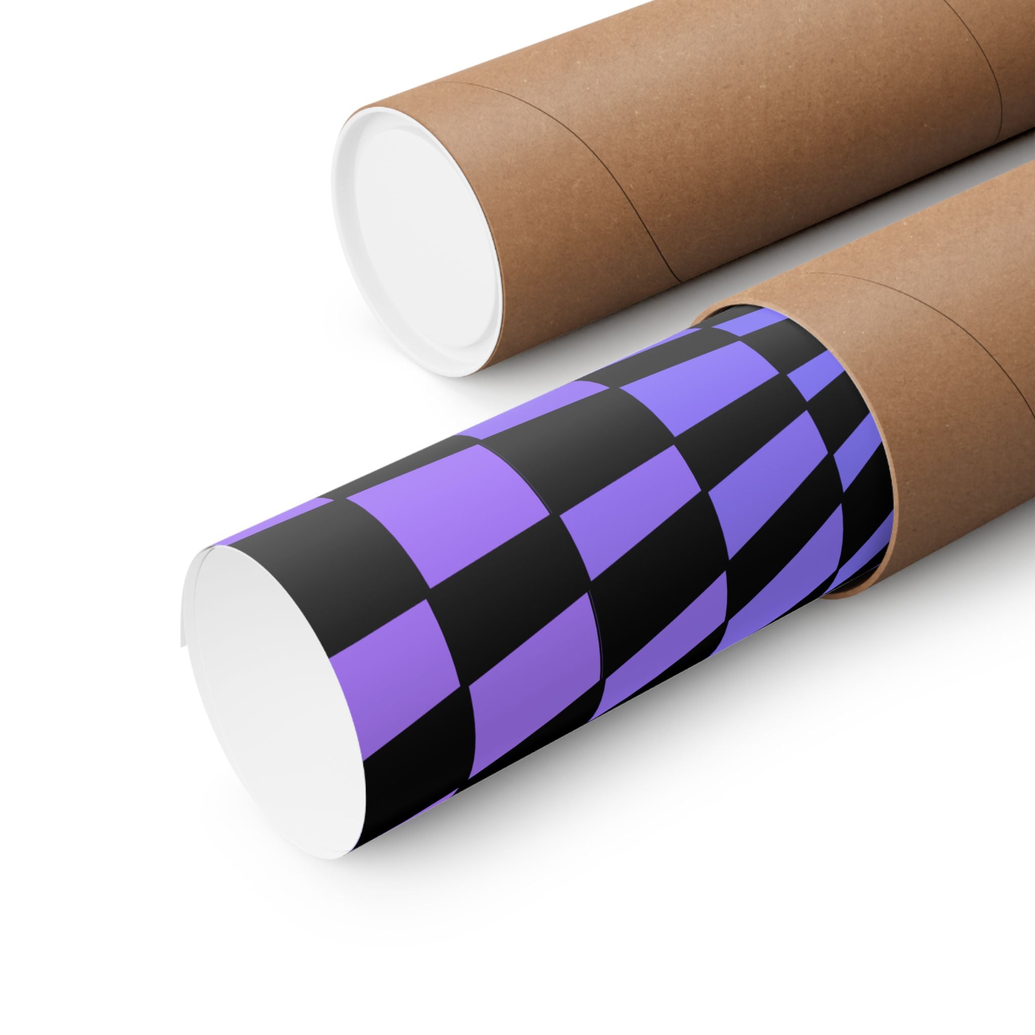 Purple Checkerboard Illusion Poster - Optical Art Matte Vertical Print