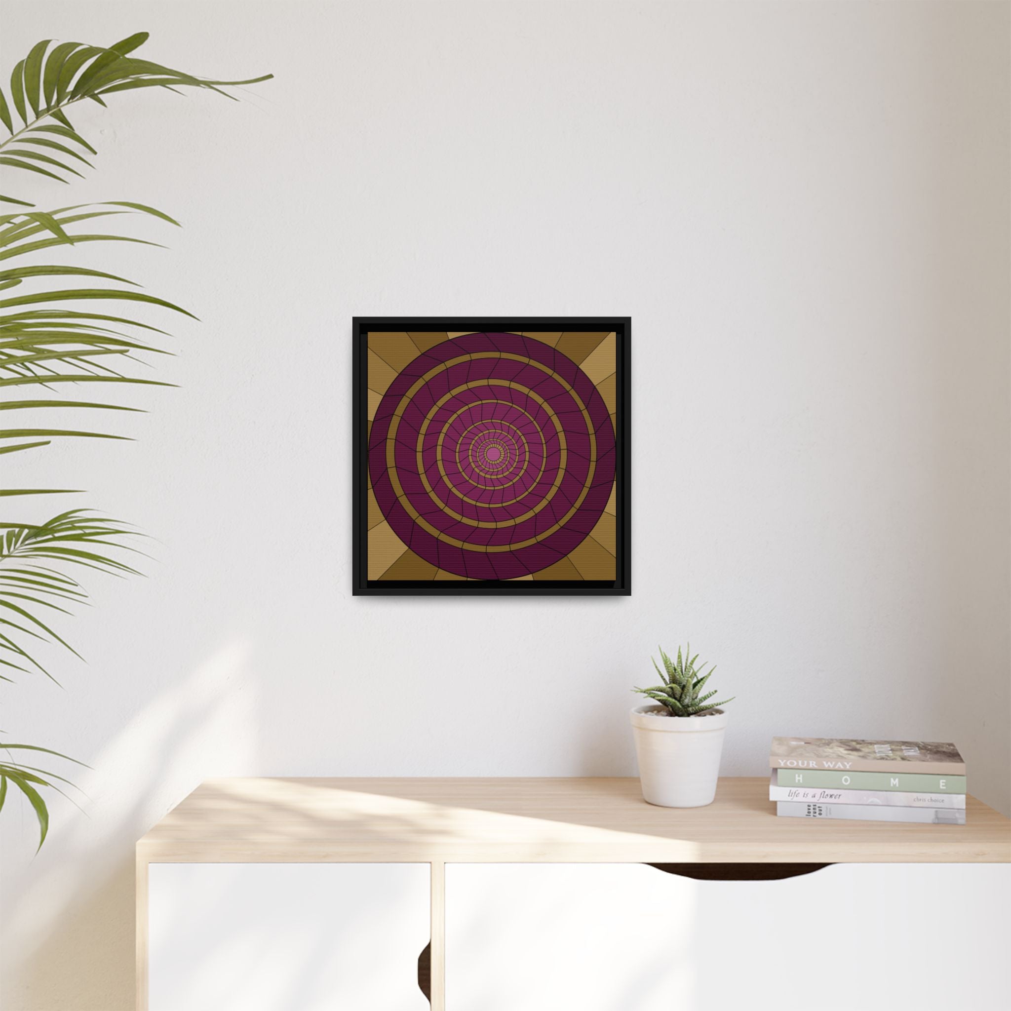 Framed Abstract Spiral Wall Art — Matte Canvas Geometric Print