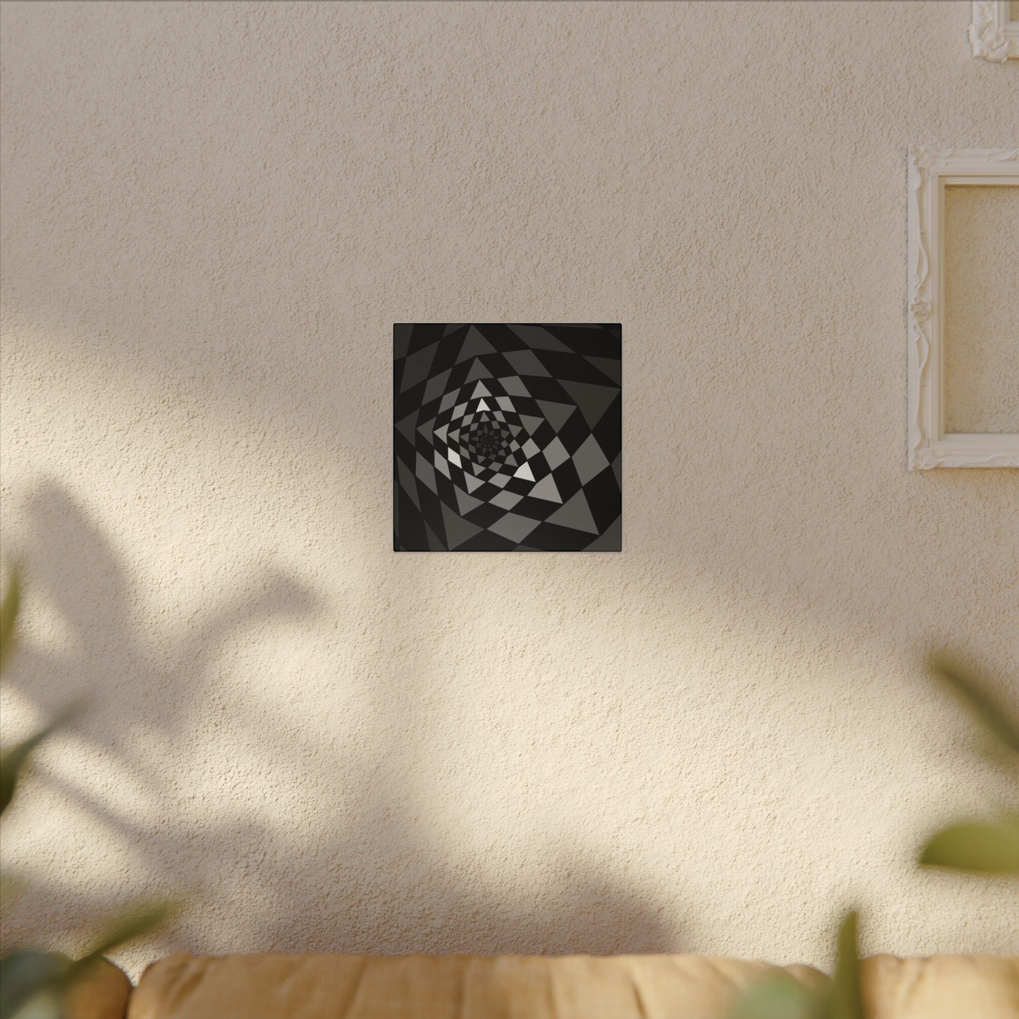 Geometric Spiral Canvas Wall Art — Black & Gray Optical Illusion