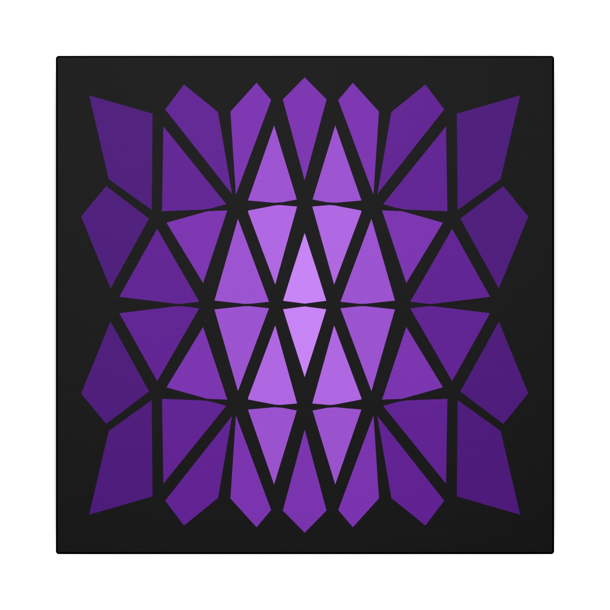 Geometric Purple Prism Canvas Wall Art — Modern Abstract Stretched Print 14" x 14" 0.75''