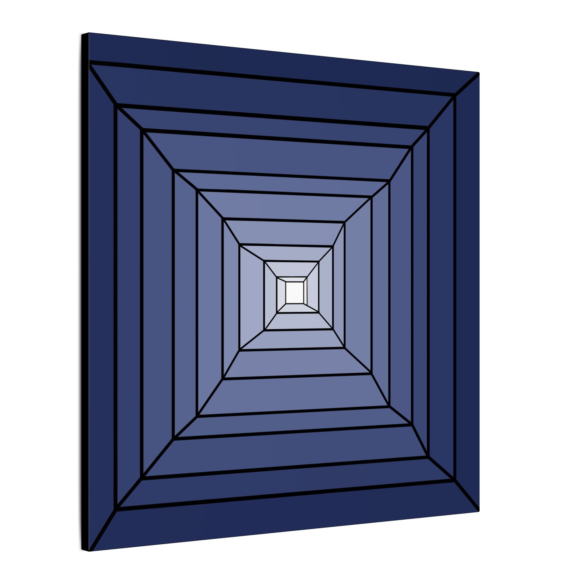 Geometric Blue Gradient Canvas Wall Art — Modern Concentric Square Print