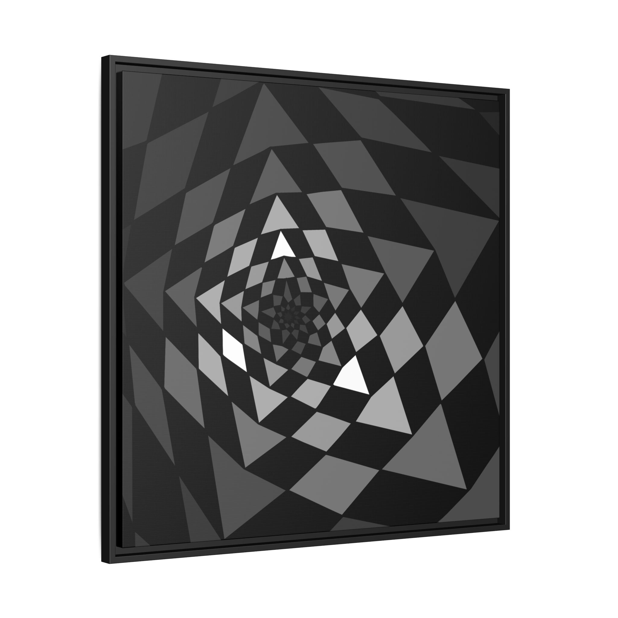 Framed Matte Canvas – Monochrome Geometric Spiral Wall Art