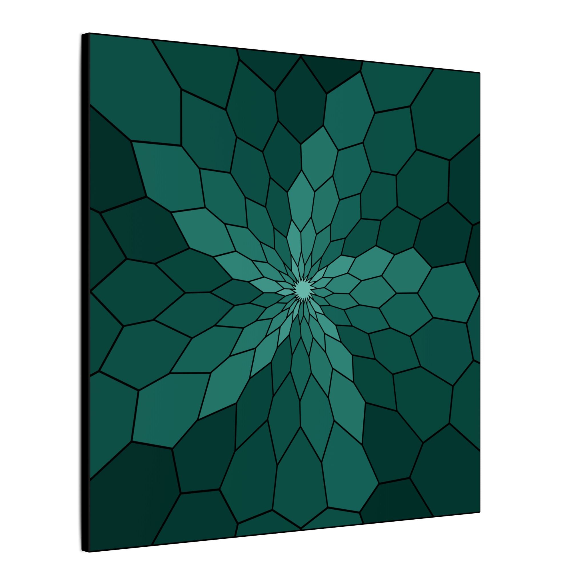 Geometric Starburst Canvas Art — Teal Mosaic Wall Decor