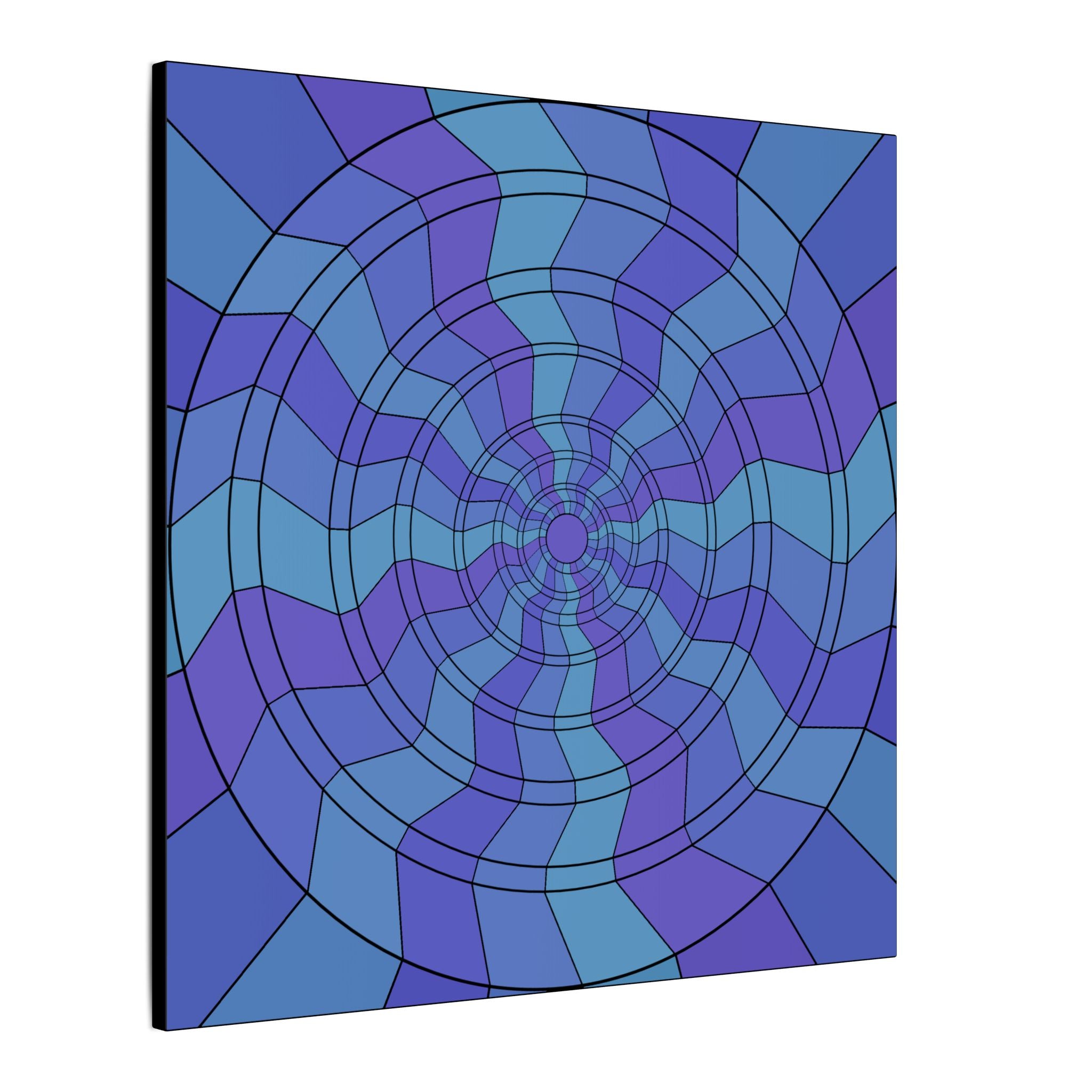 Blue Purple Spiral Abstract Canvas Wall Art — Geometric Optical Illusion Matte Print