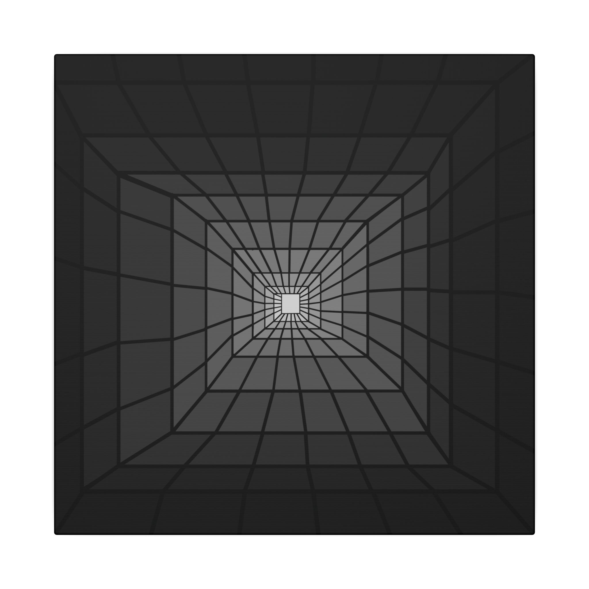 Geometric Optical Illusion Matte Canvas Art — Black Tunnel Grid Wall Decor 14" x 14" 0.75''
