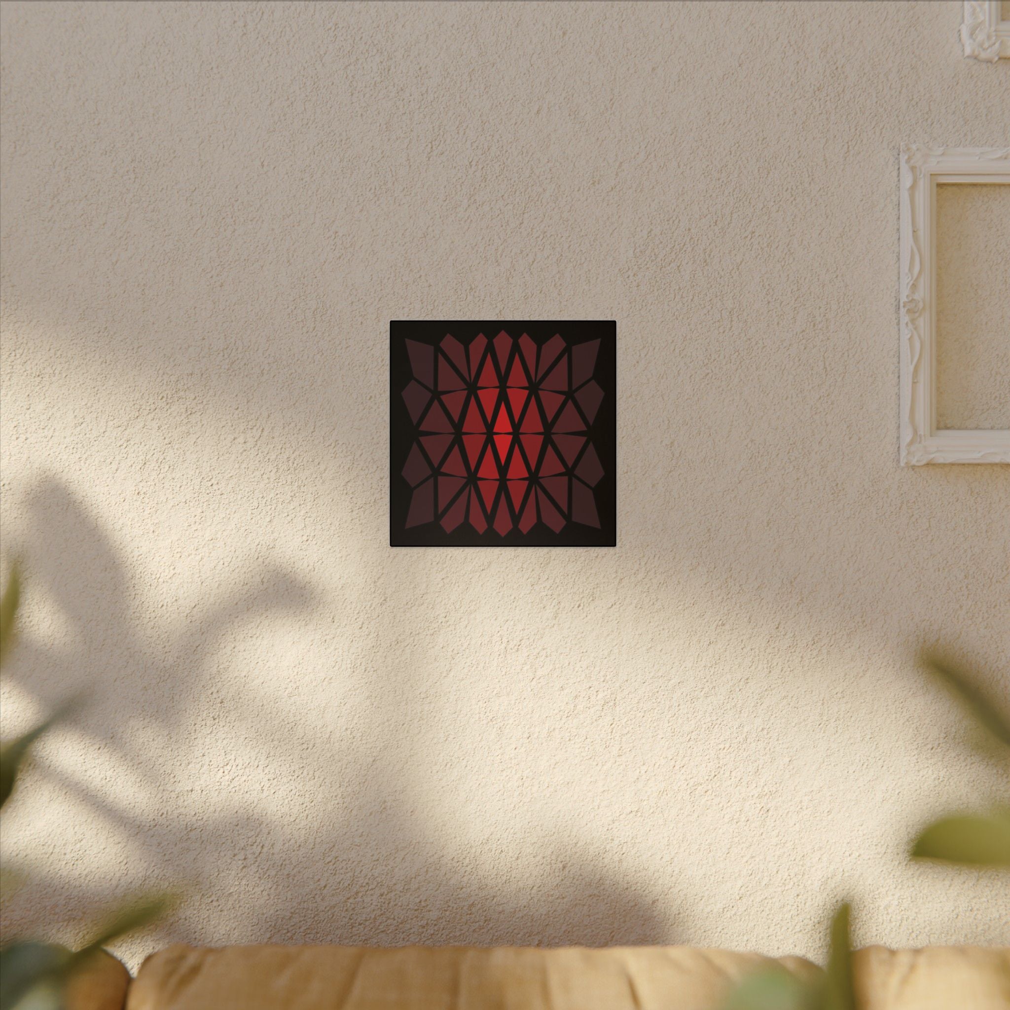 Geometric Red Mosaic Canvas Art — Modern Abstract Wall Decor