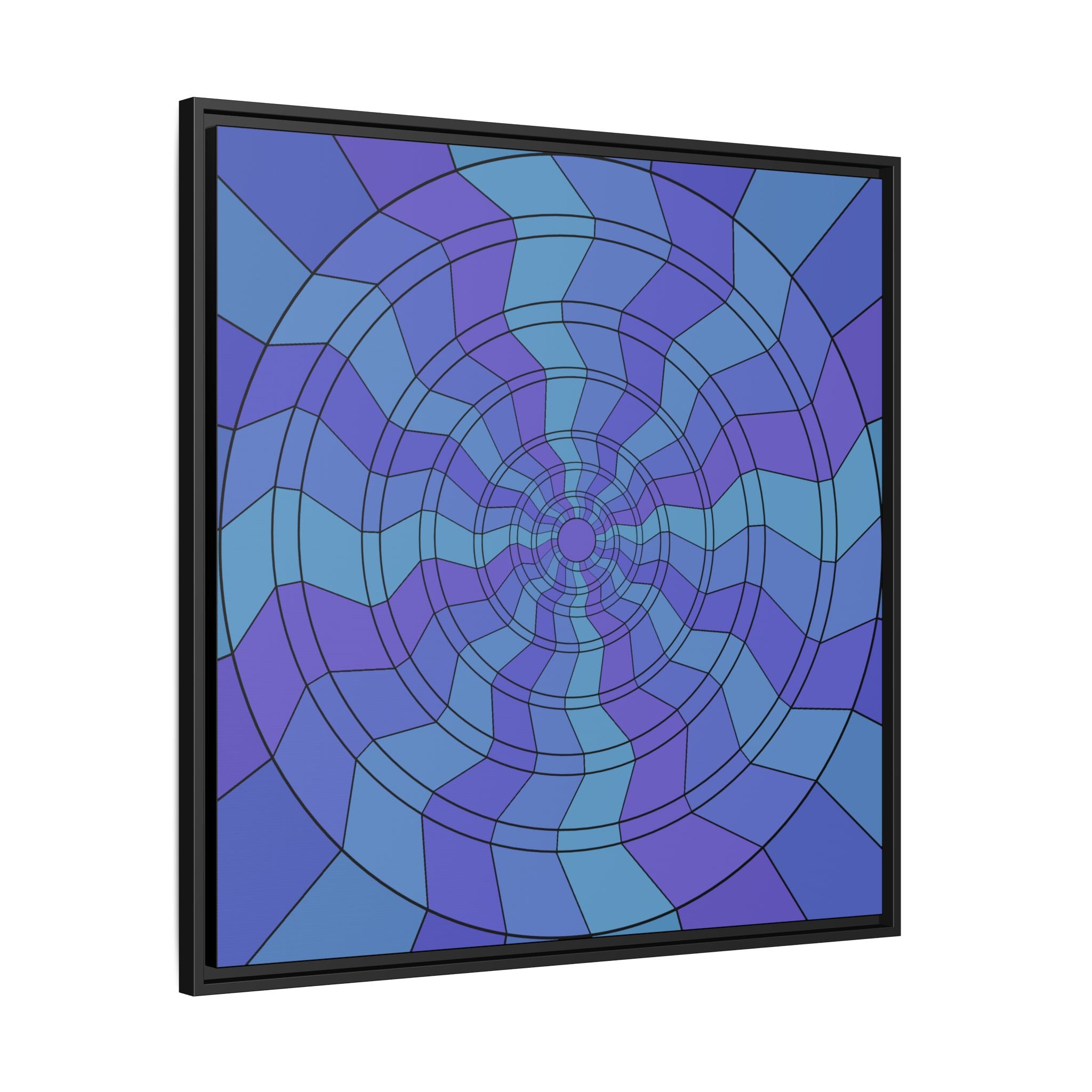 Framed Canvas Art – Blue & Purple Optical Spiral Abstract