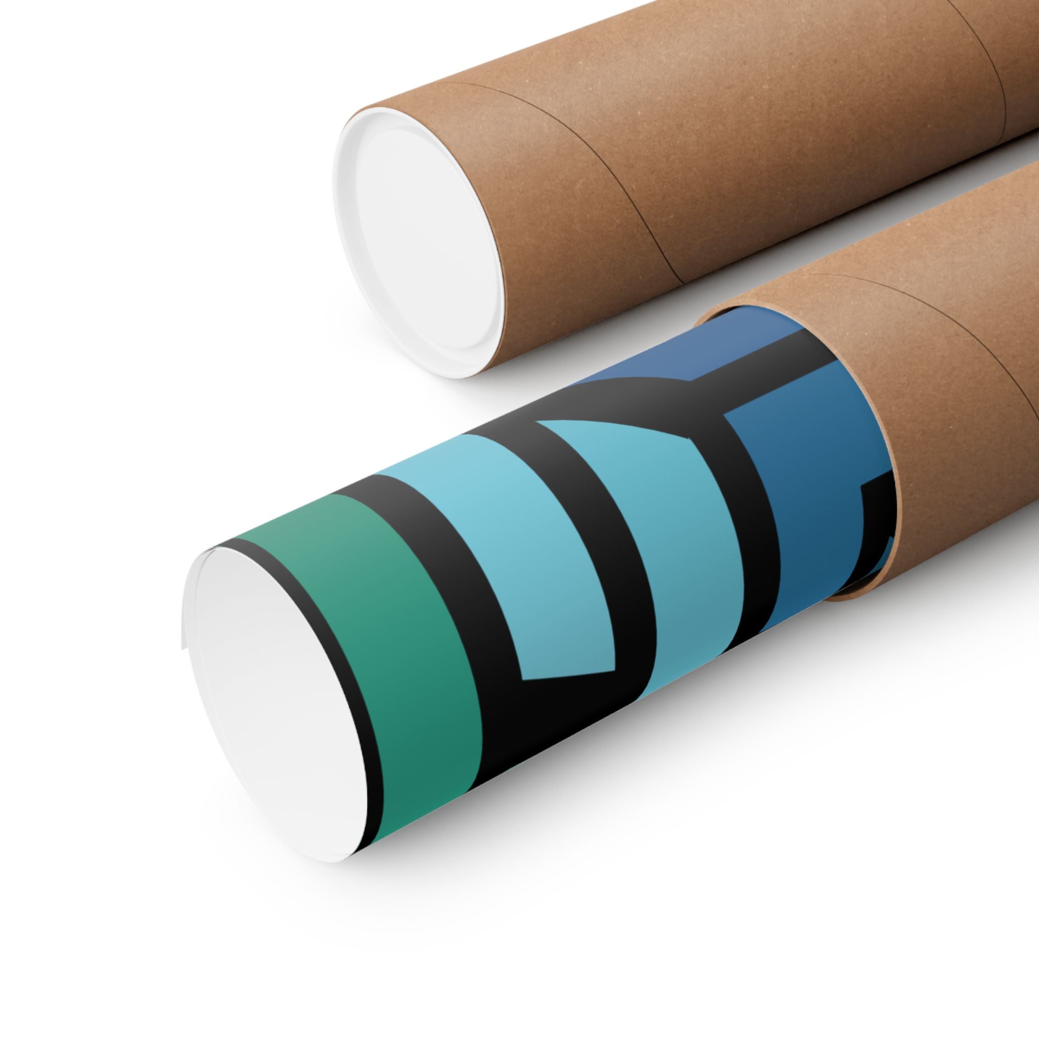 Geometric Blue Spiral Matte Poster — Modern Abstract Wall Art