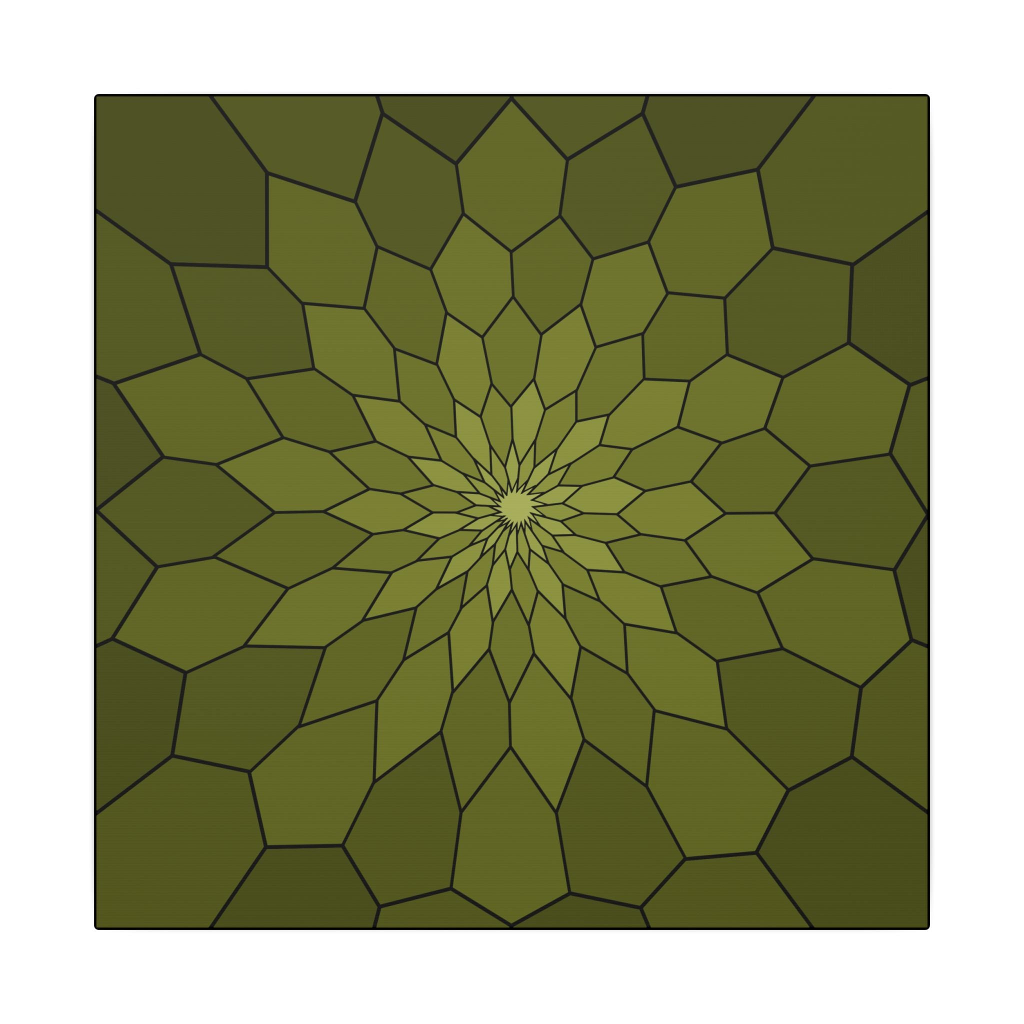 Olive Geometric Sunburst Canvas 14" x 14" 0.75''
