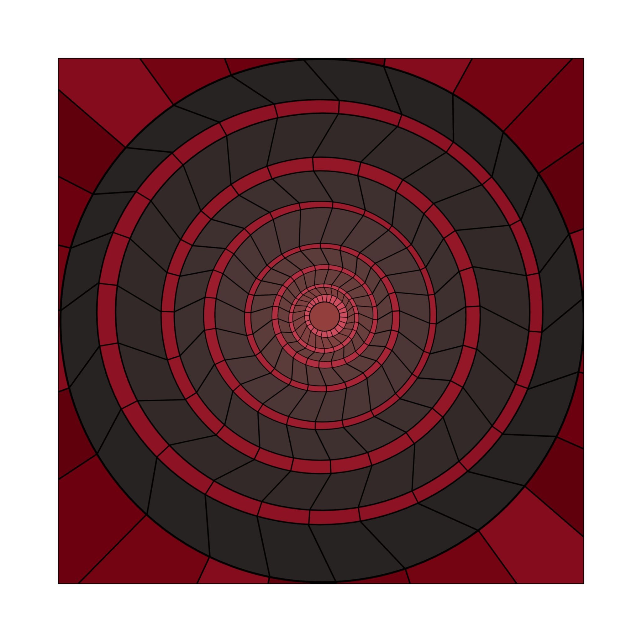 Red Geometric Spiral Matte Poster — Modern Optical Illusion Wall Art
