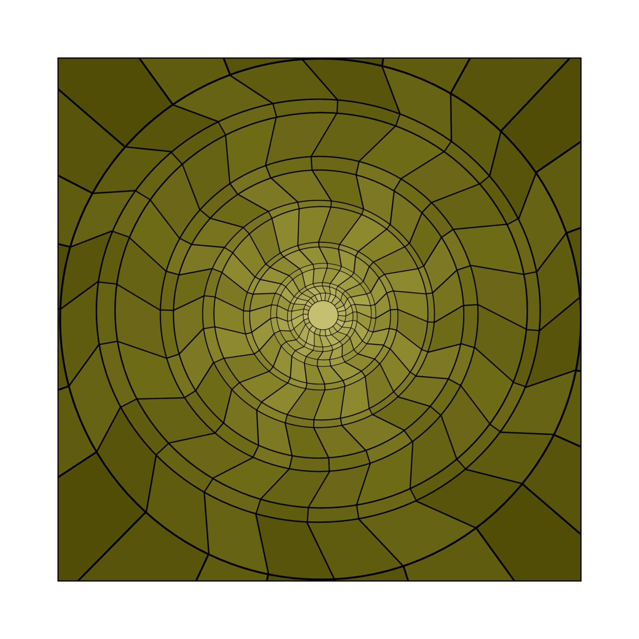 Olive Geometric Vortex Poster — Abstract Spiral Wall Art