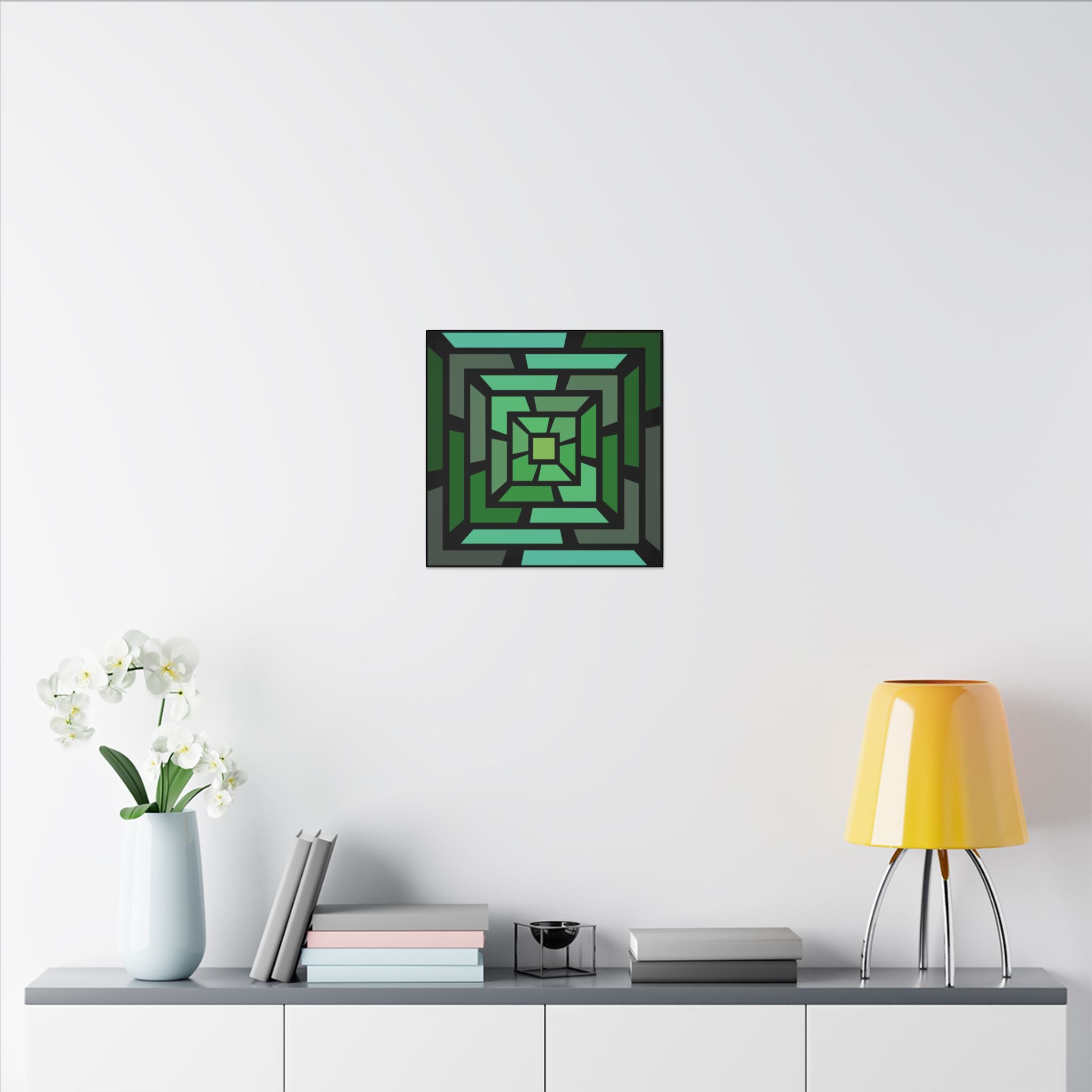 Geometric Green Maze Matte Canvas Wall Art