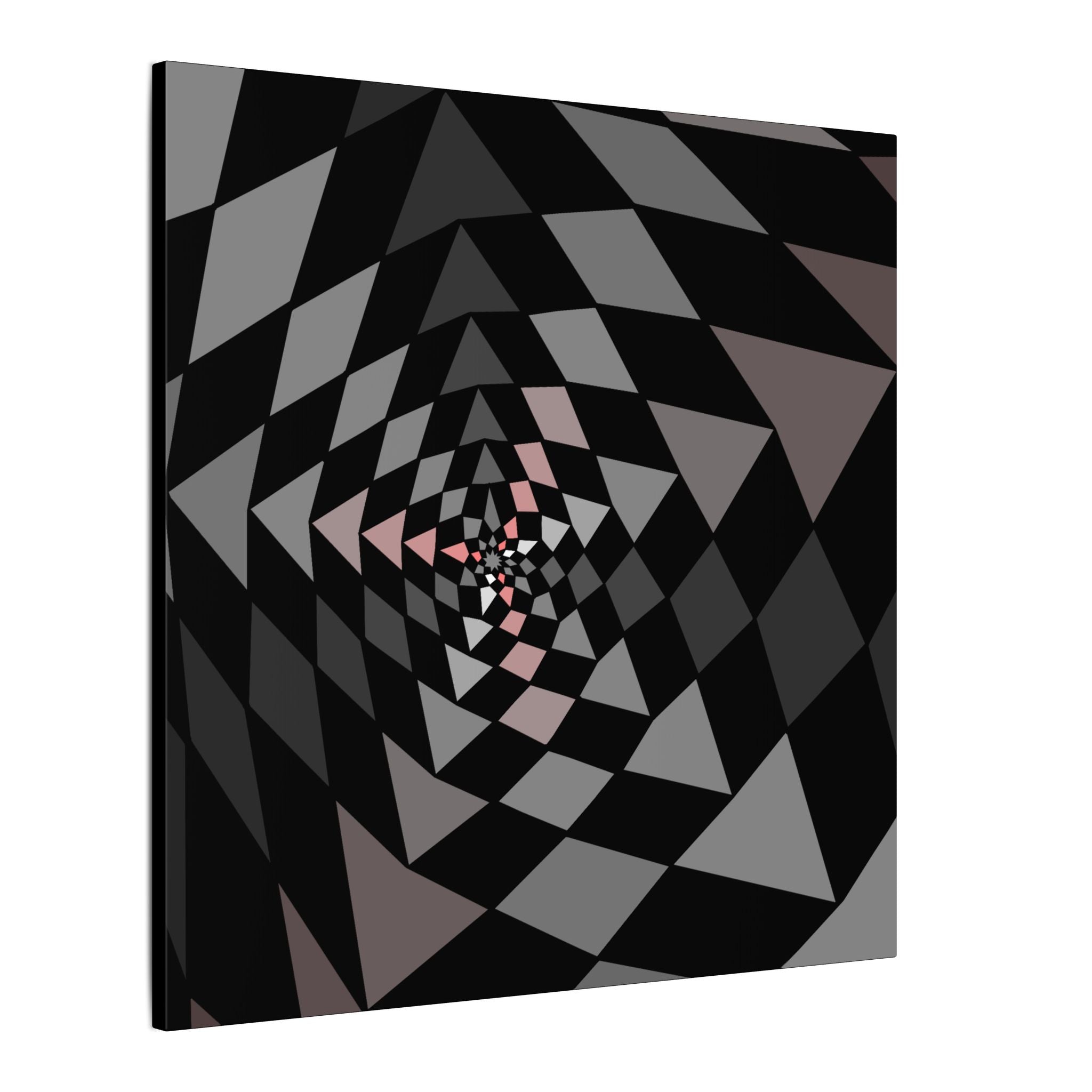 Geometric Spiral Matte Canvas Art — Modern Black & Gray Optical Illusion Wall Decor