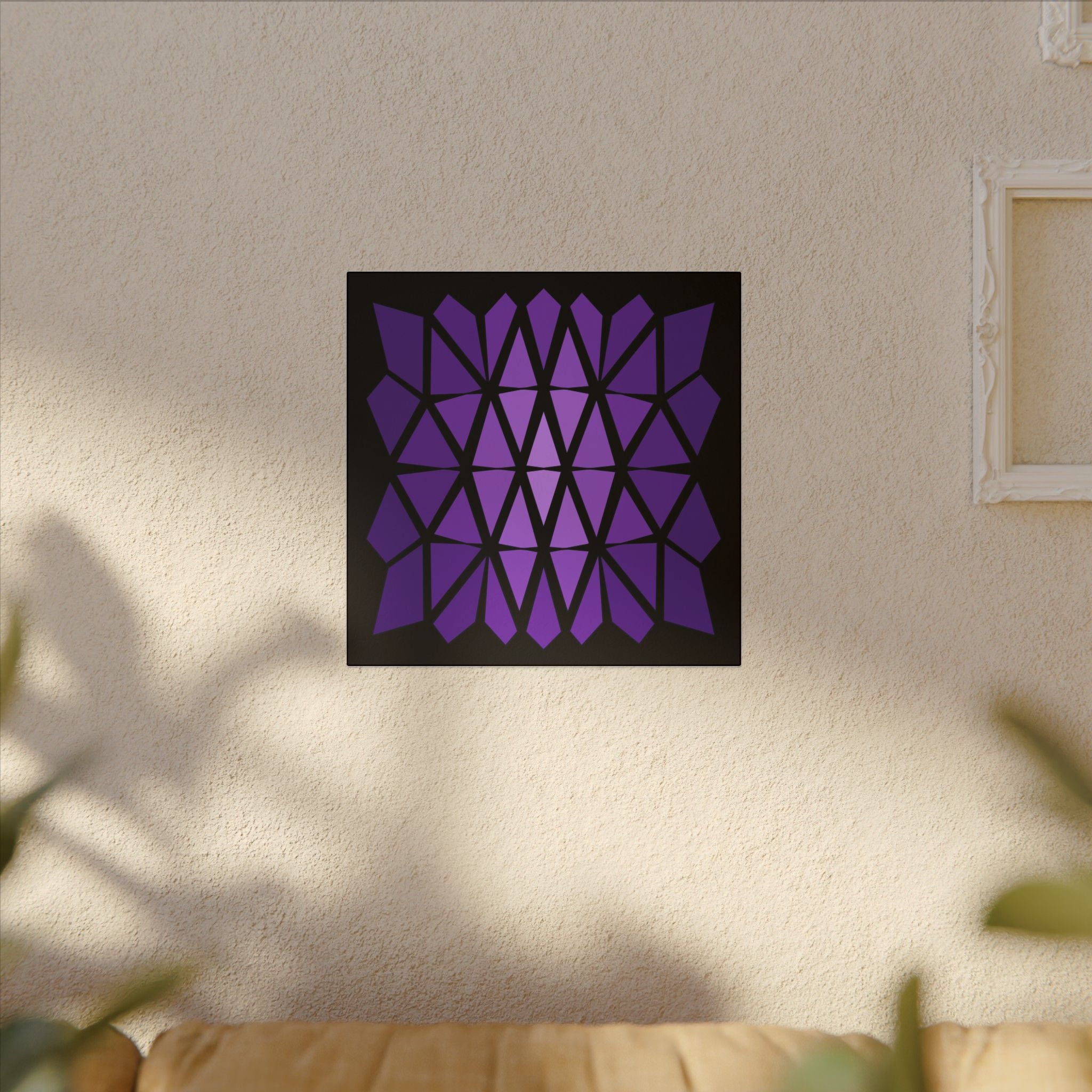 Geometric Purple Prism Canvas Wall Art — Modern Abstract Stretched Print