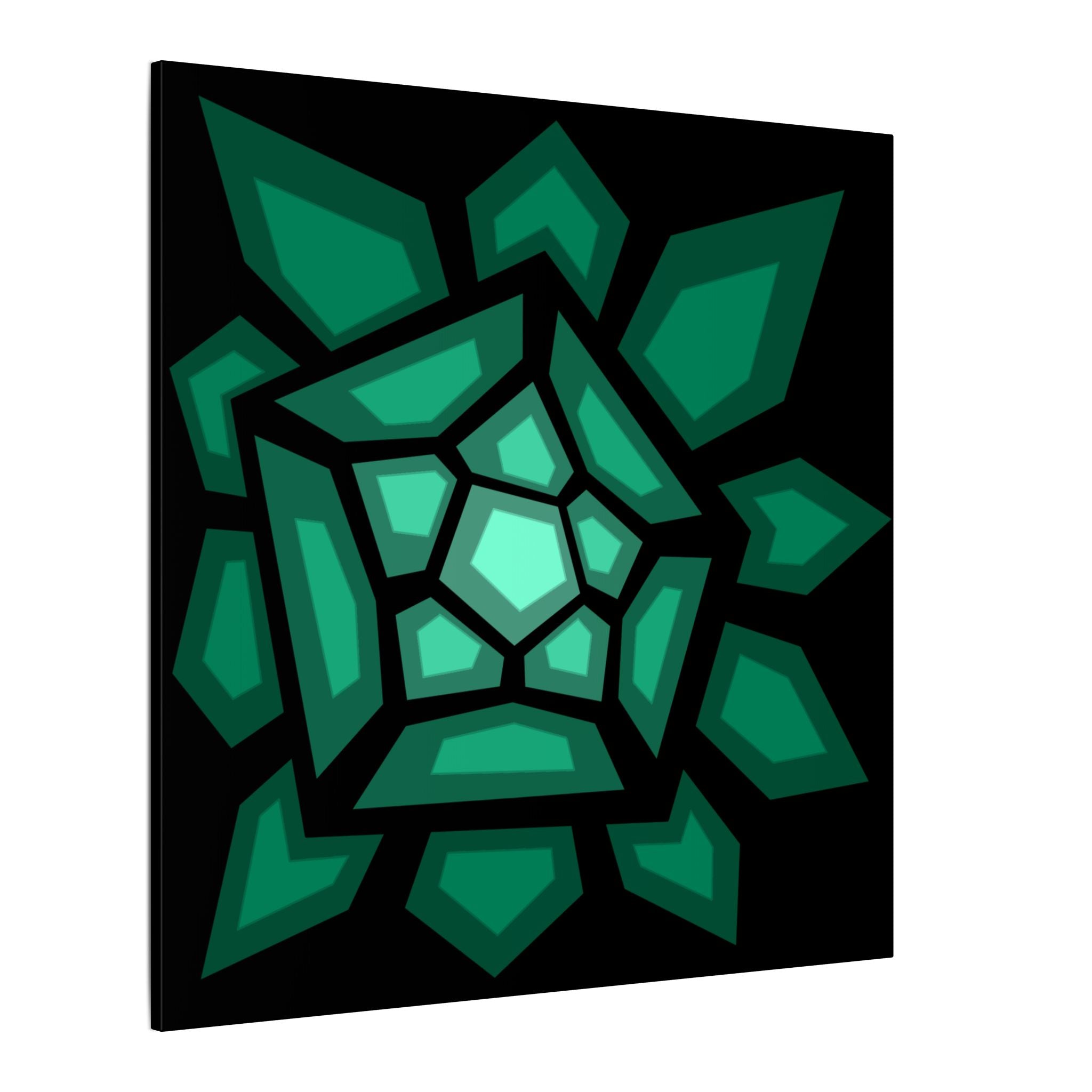 Emerald Geometric Canvas Art — Green Gem Abstract Wall Decor