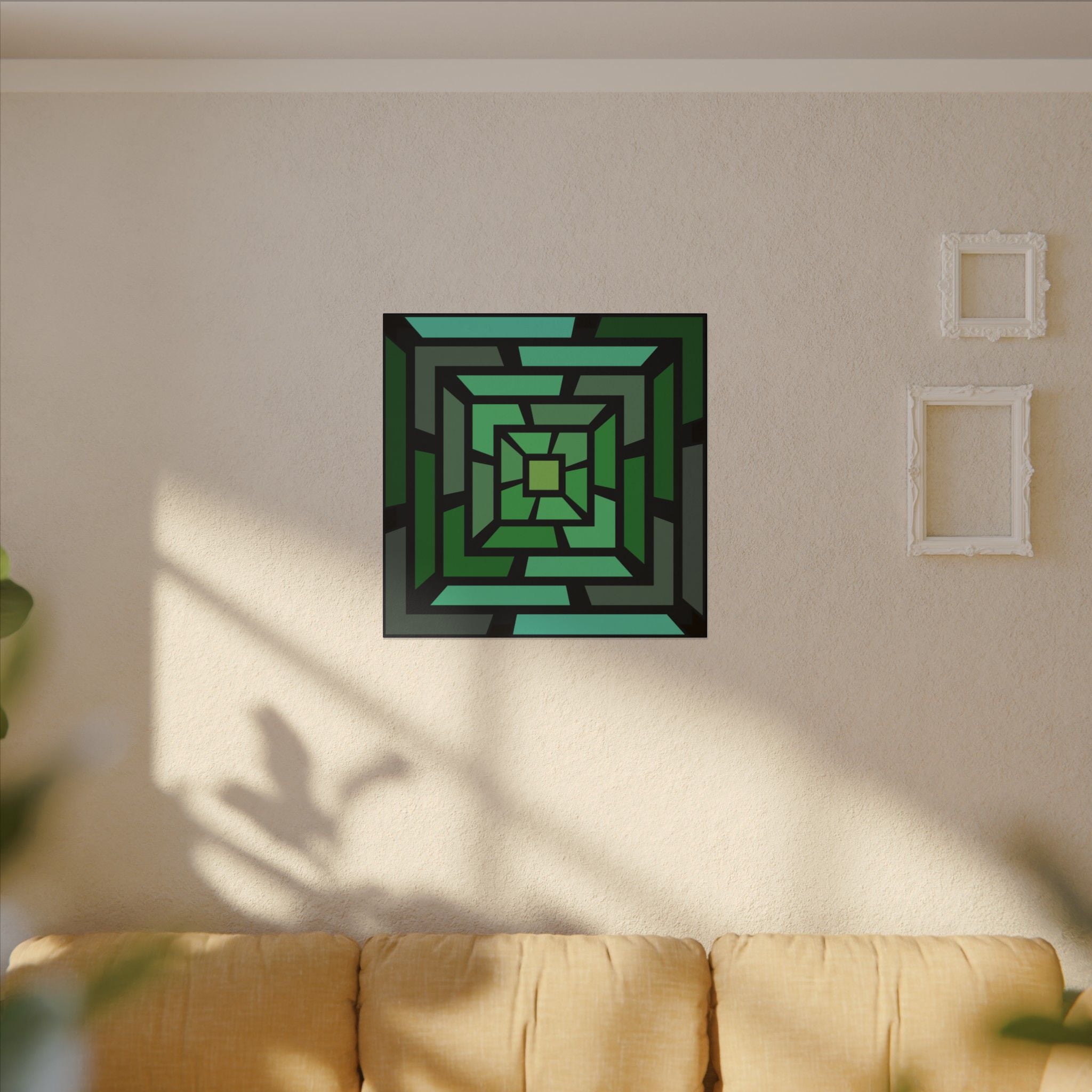 Geometric Green Maze Matte Canvas Wall Art
