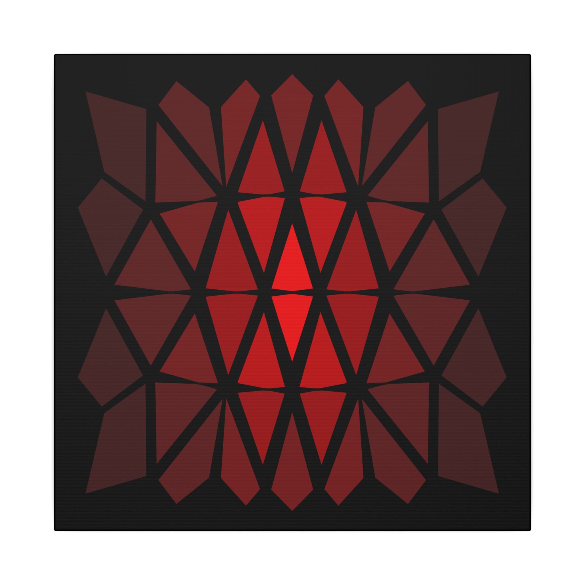 Geometric Red Mosaic Canvas Art — Modern Abstract Wall Decor 14" x 14" 0.75''