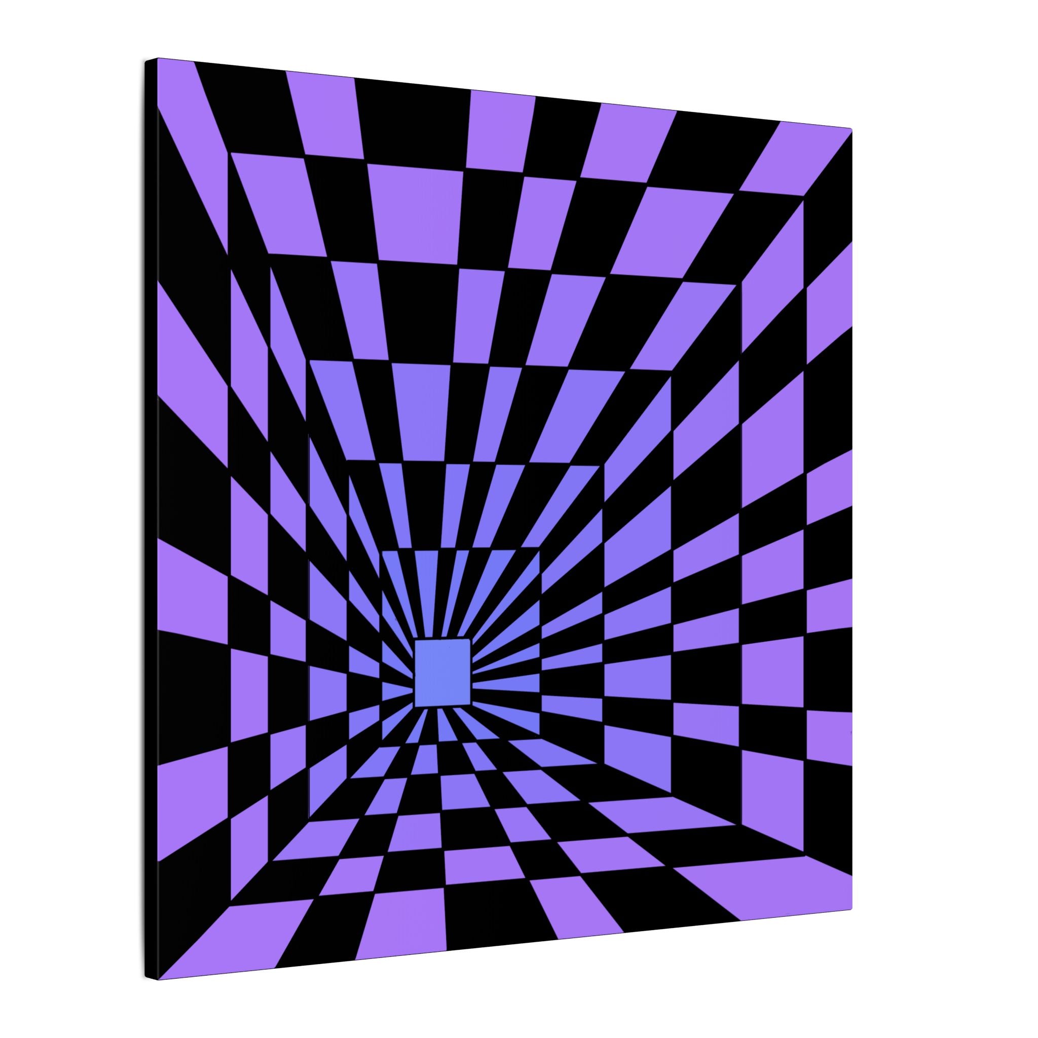 Psychedelic Purple Checkerboard Canvas