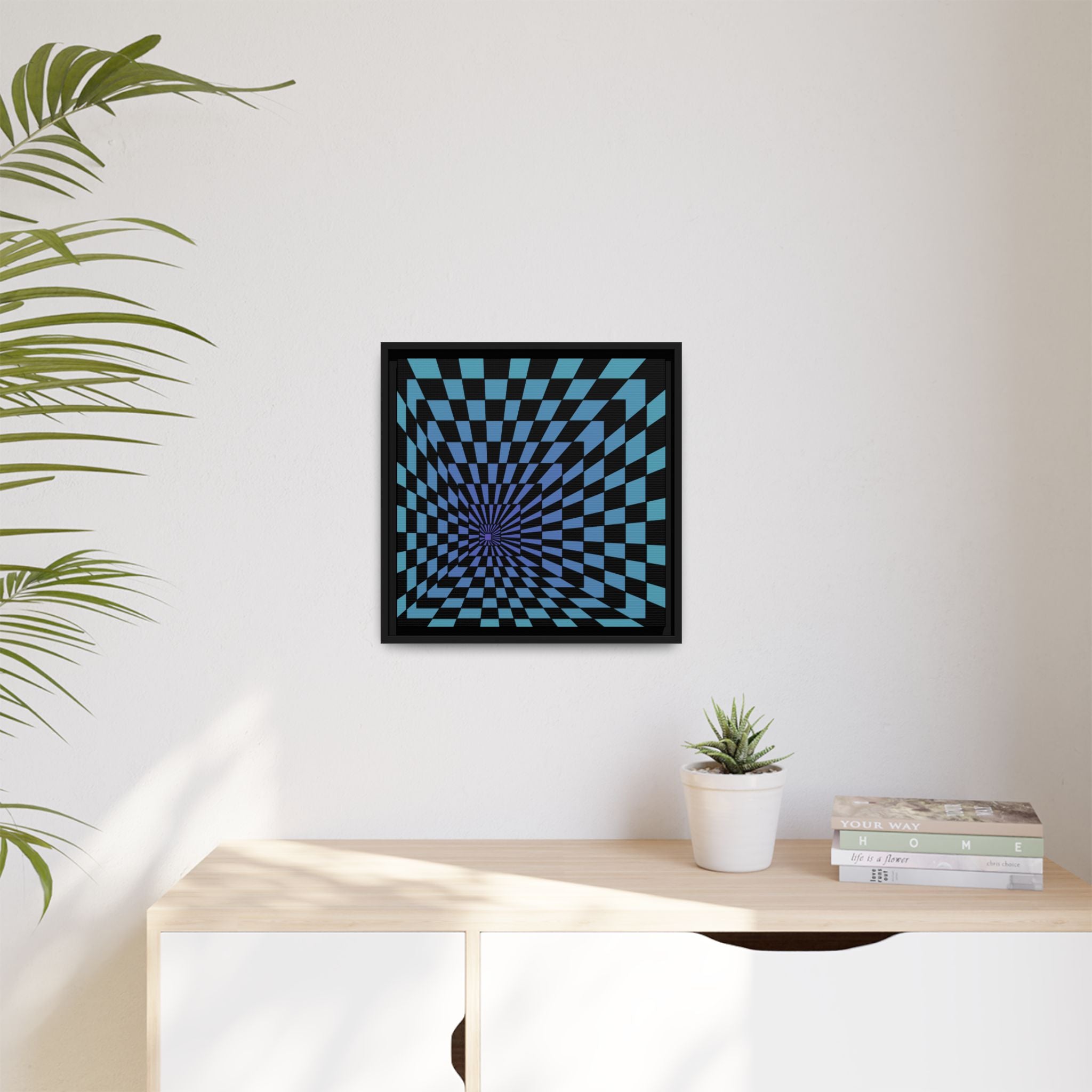 Optical Illusion Tunnel Matte Canvas — Framed Geometric Wall Art