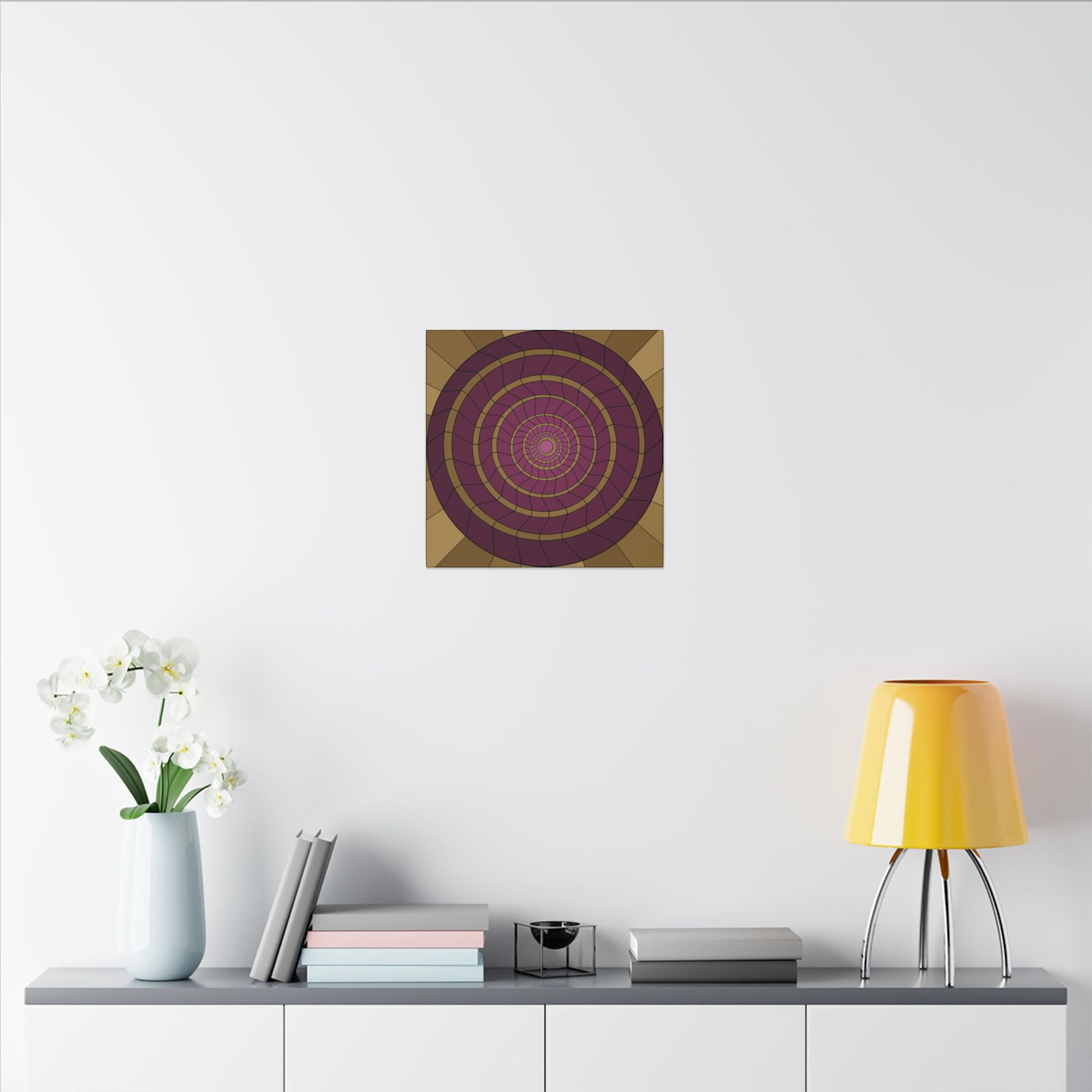 Abstract Spiral Wall Art Canvas — Retro Purple & Gold Geometric Print