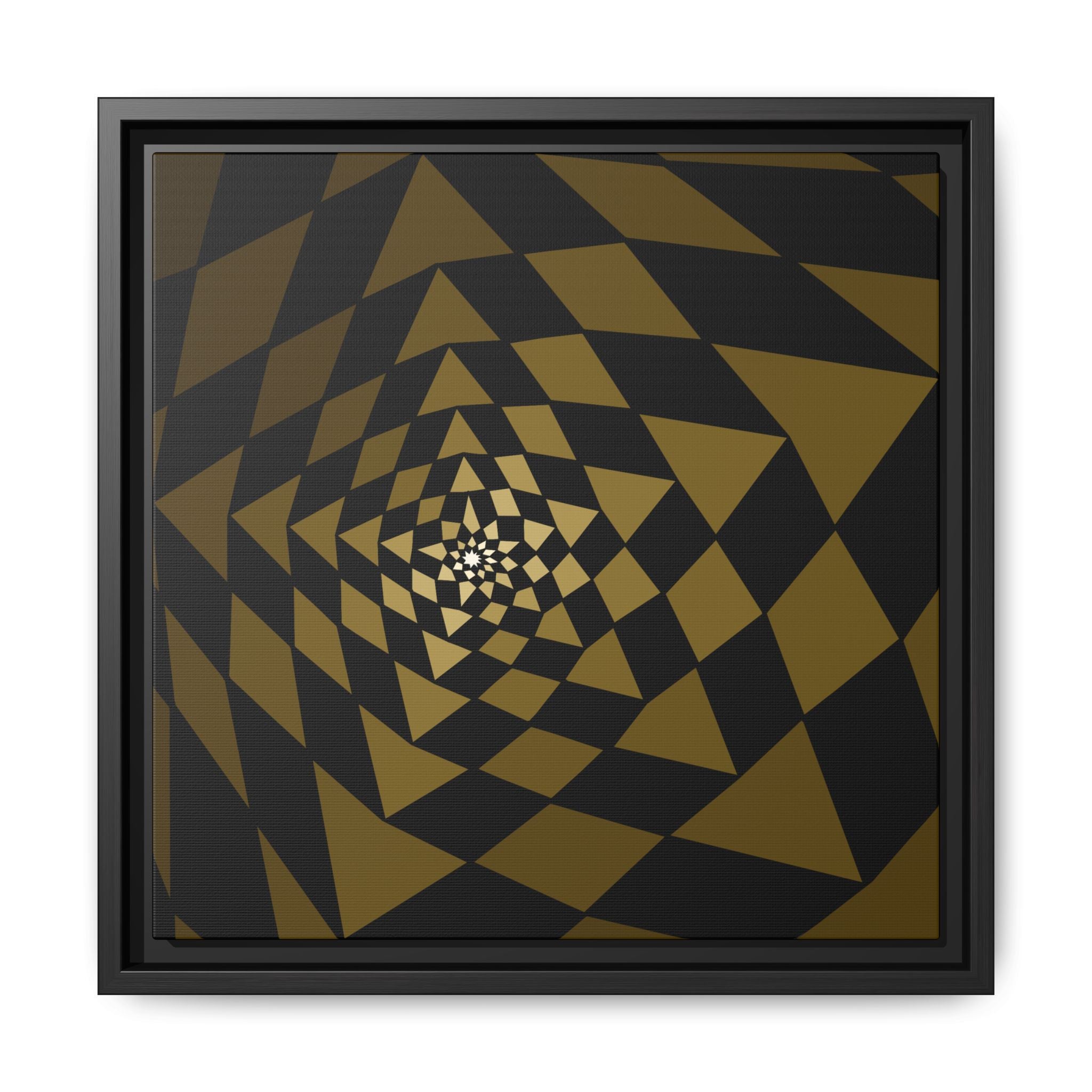 Framed Geometric Spiral Canvas Print — Modern Gold & Black Wall Art 14" x 14" Black 1.25"