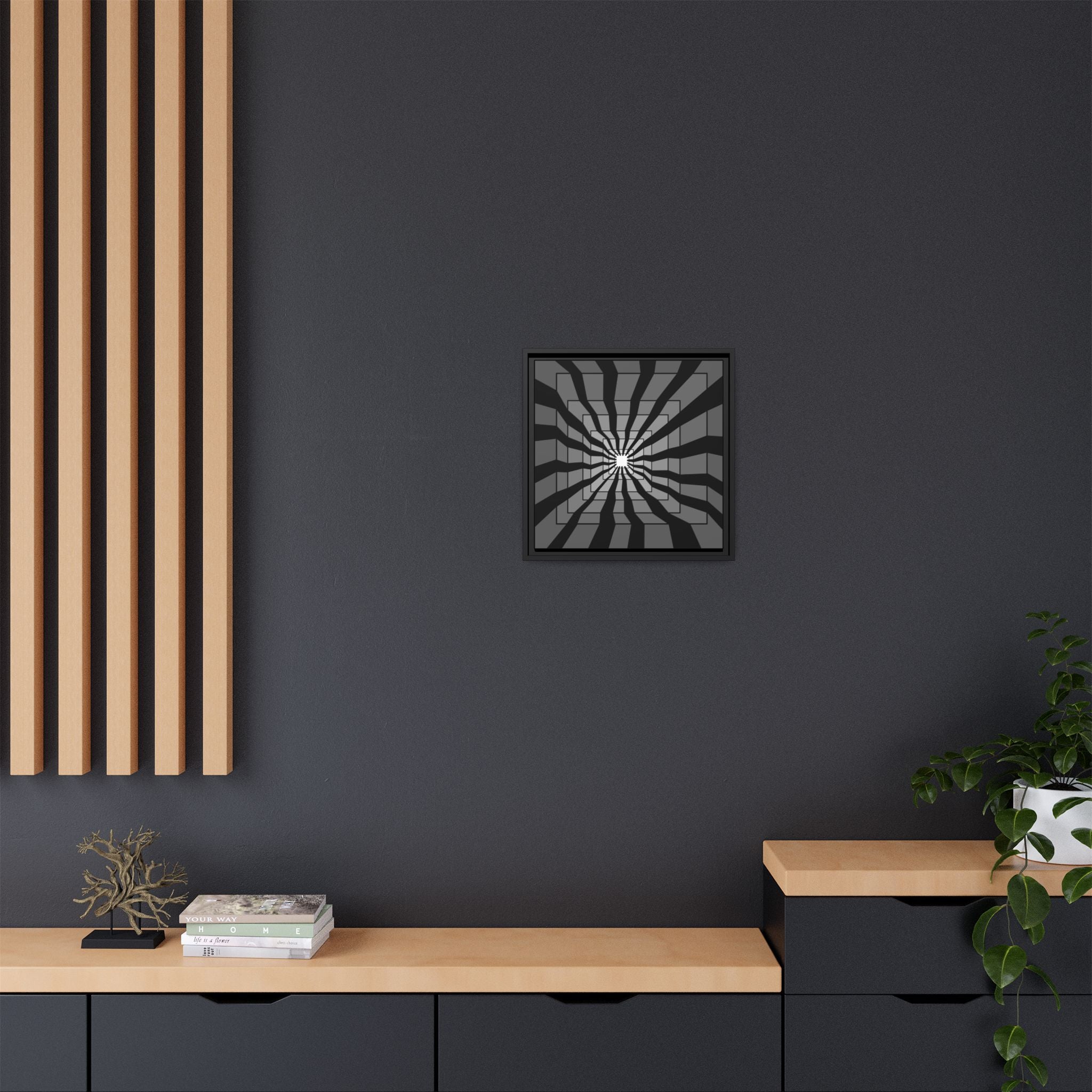 Framed Matte Canvas: Geometric Optical Illusion Wall Art