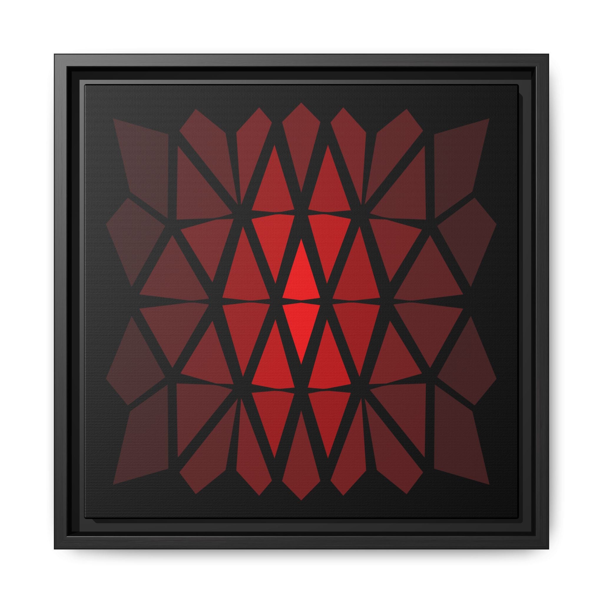 Geometric Red Mosaic Framed Canvas 14" x 14" Black 1.25"
