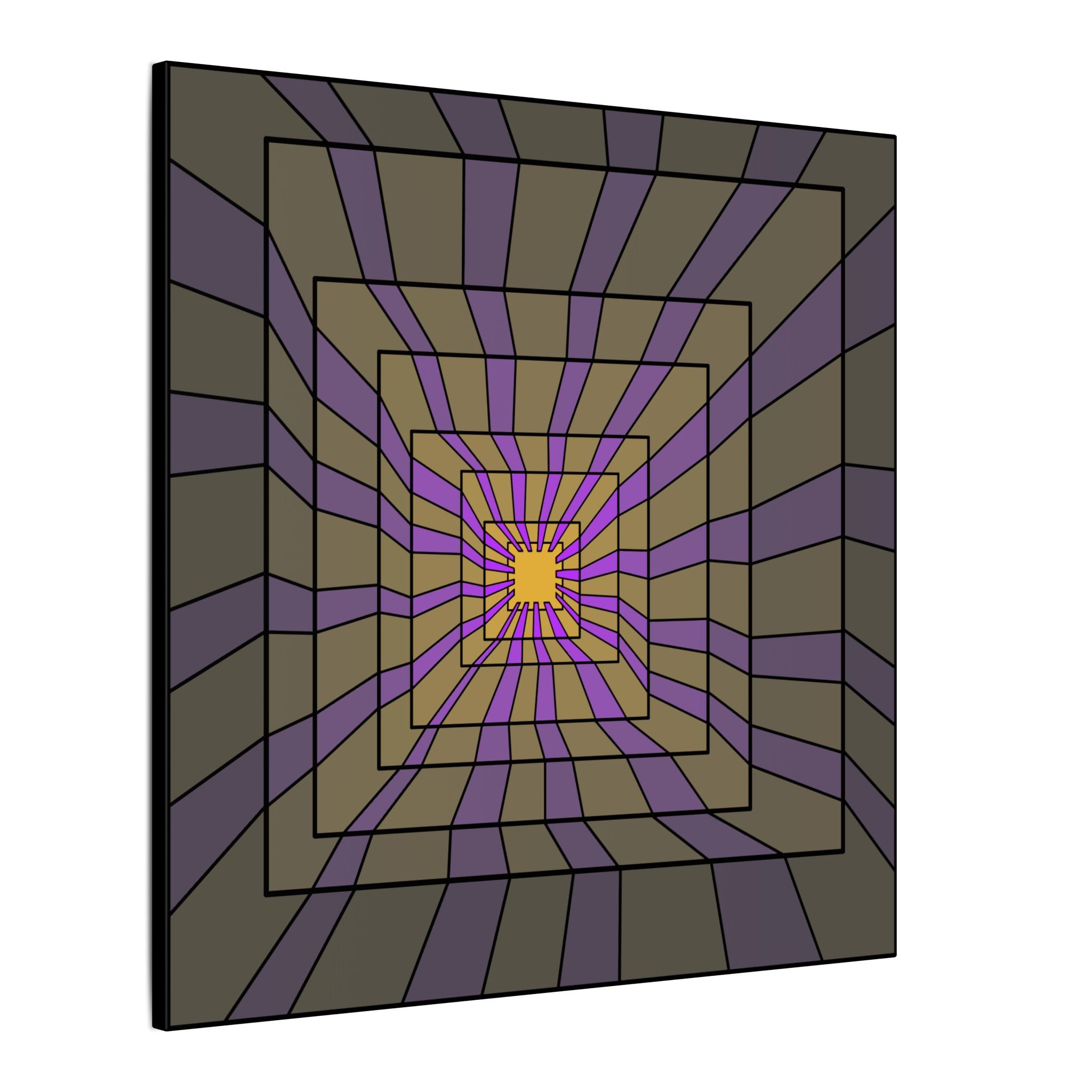 Optical Tunnel Wall Art Canvas — Geometric Purple & Olive Matte Print